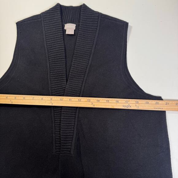 Chico’s 2/L Black Sweater Vest Pockets Knit Basic Whimsigoth Resort Minimalist - Picture 4 of 8